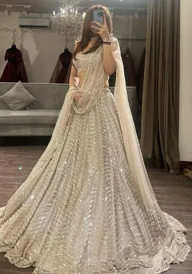 Multi Embroidered Silk Lehenga Set With Dupatta