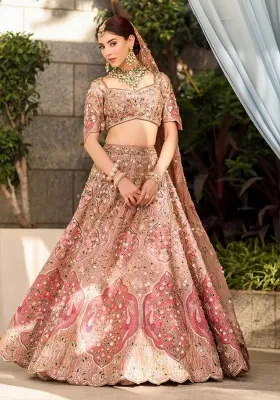 Baby Pink Embellished Silk Lehenga Set