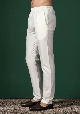 Beige Solid Cotton Pyjama For Men