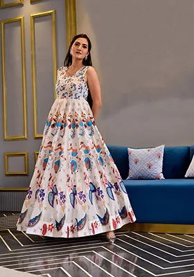 Off White Digital Print Muslin Kurta Set