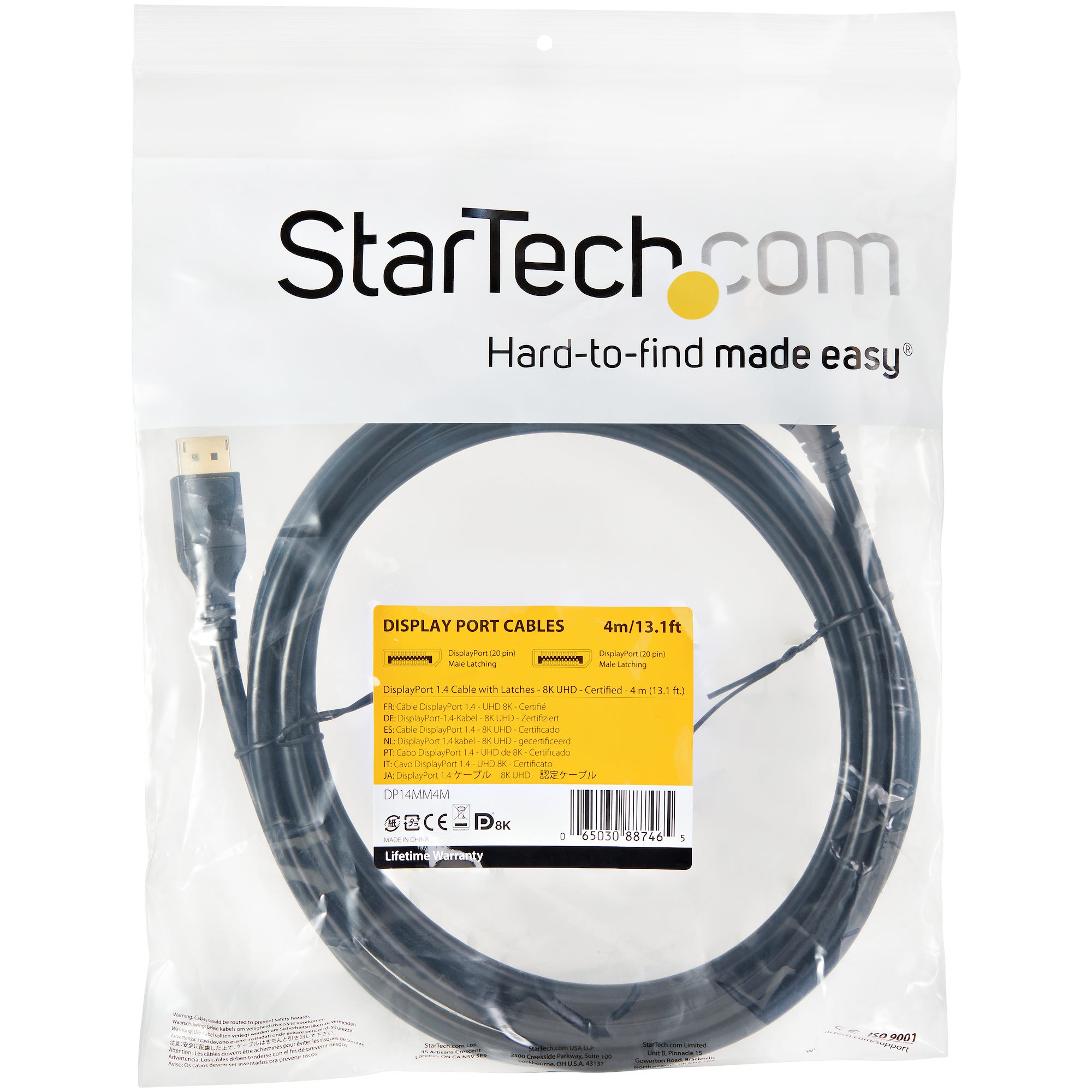 StarTech DisplayPort 1.4 Certified Cable - 1m