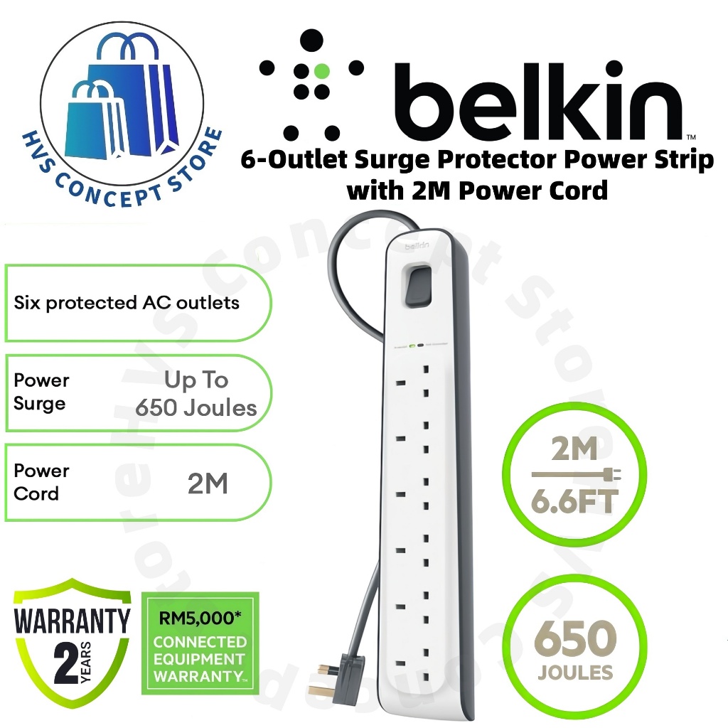 Belkin 6-Outlet Power Strip - 1.5m