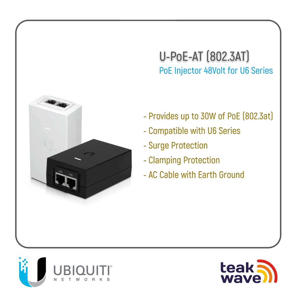 Ubiquiti U-POE-AT 802.3at PoE+ Injector