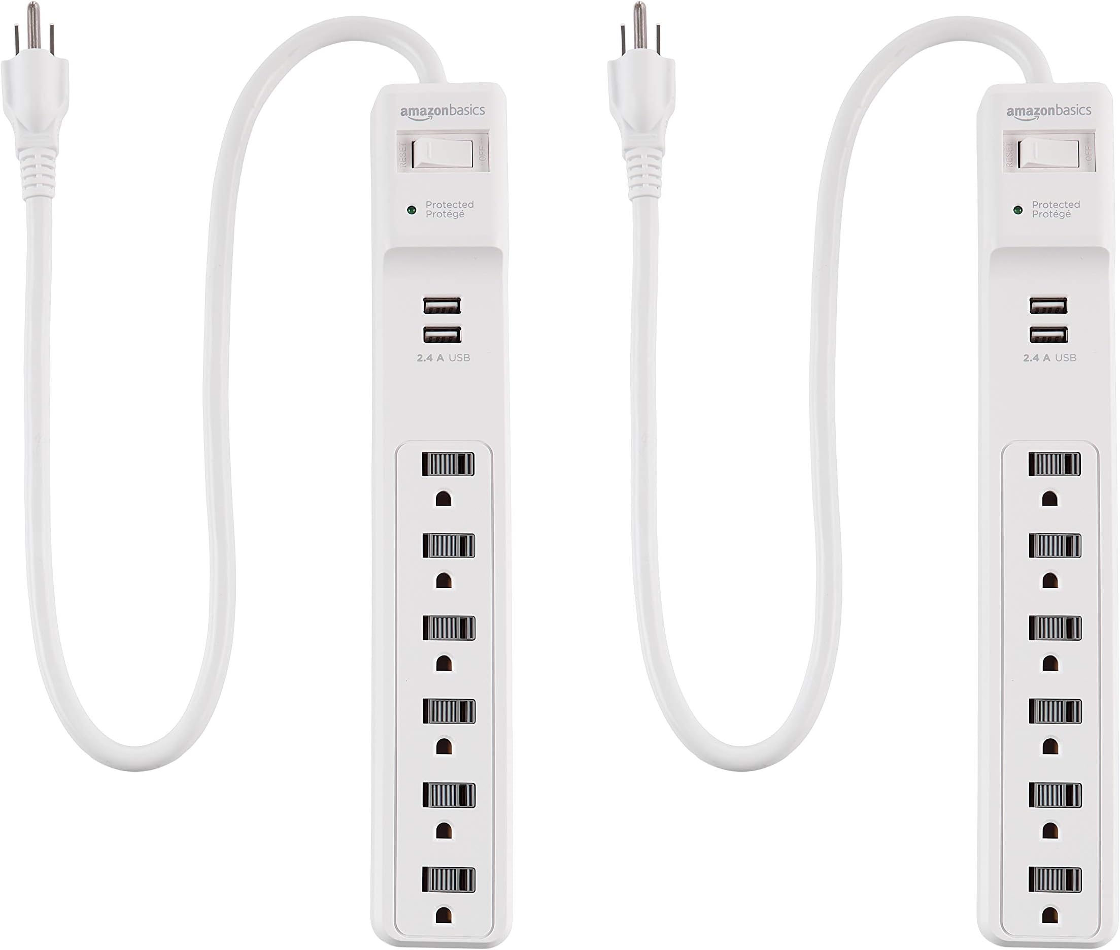 AmazonBasics 6-Outlet Surge Protector - 1.8m
