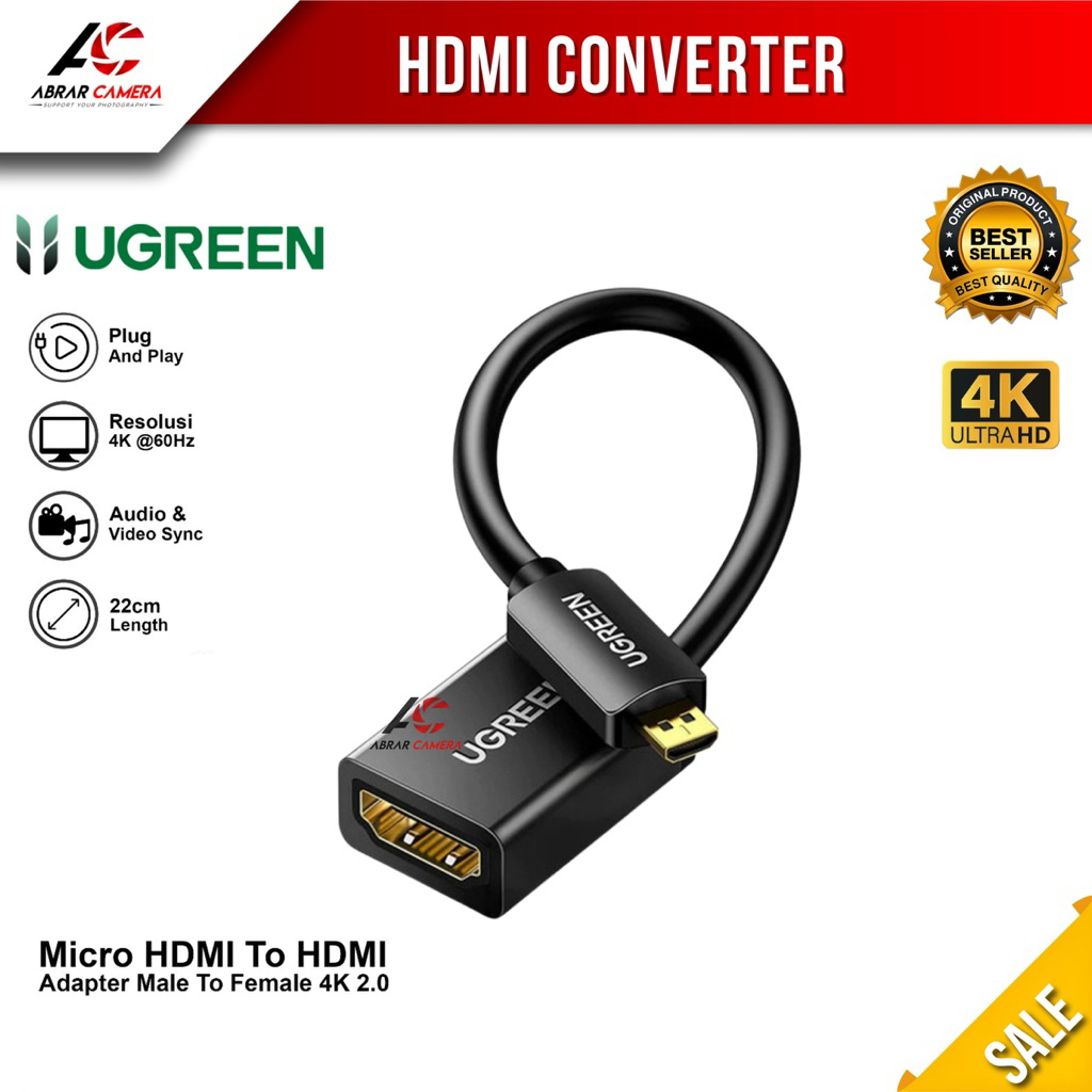 Ugreen Micro HDMI to HDMI Adapter Cable - 20cm