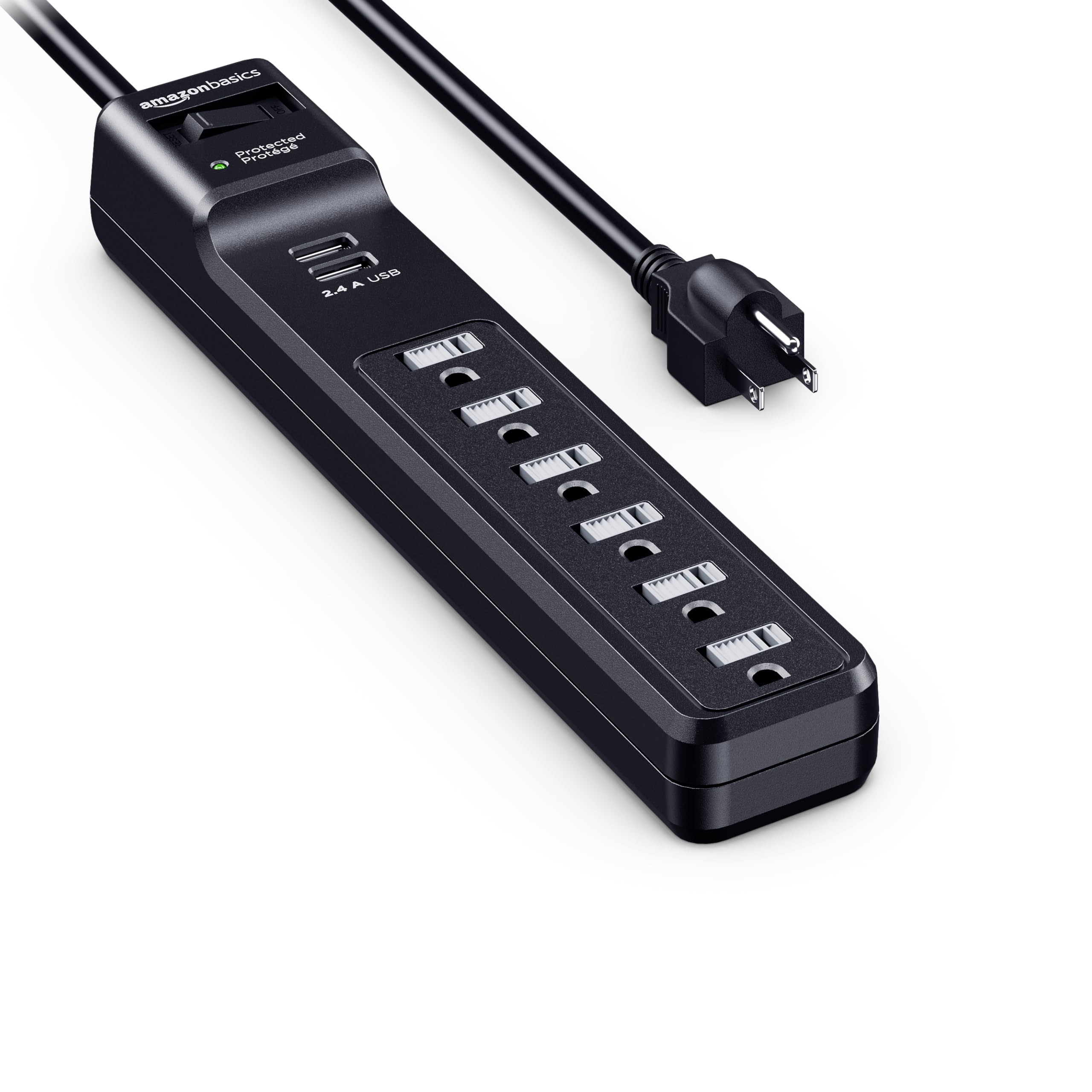 AmazonBasics 6-Outlet Power Strip - 1.8m