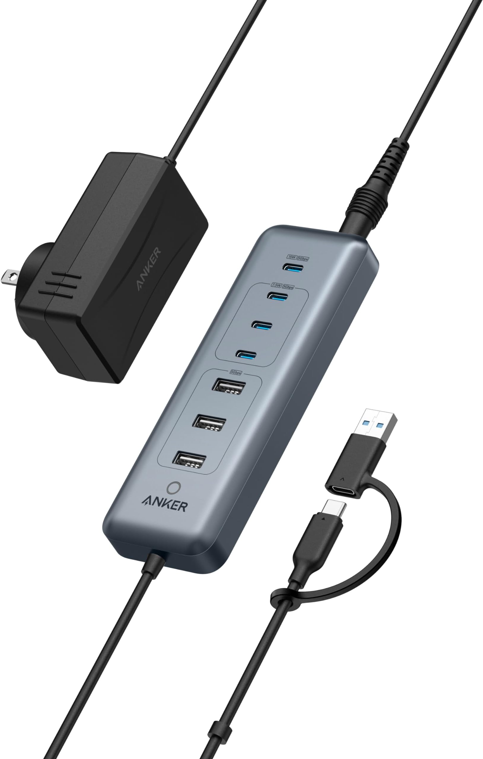 Anker 7-Port USB 3.0 Data Hub with Power Adapter
