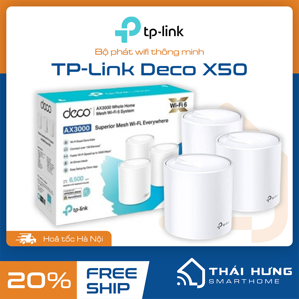 TP-Link Deco X50 Mesh Wi-Fi 6 System (3-Pack)