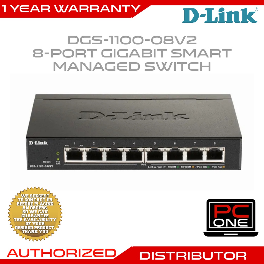 D-Link DGS-1100-08V2 8-Port Gigabit Smart Switch