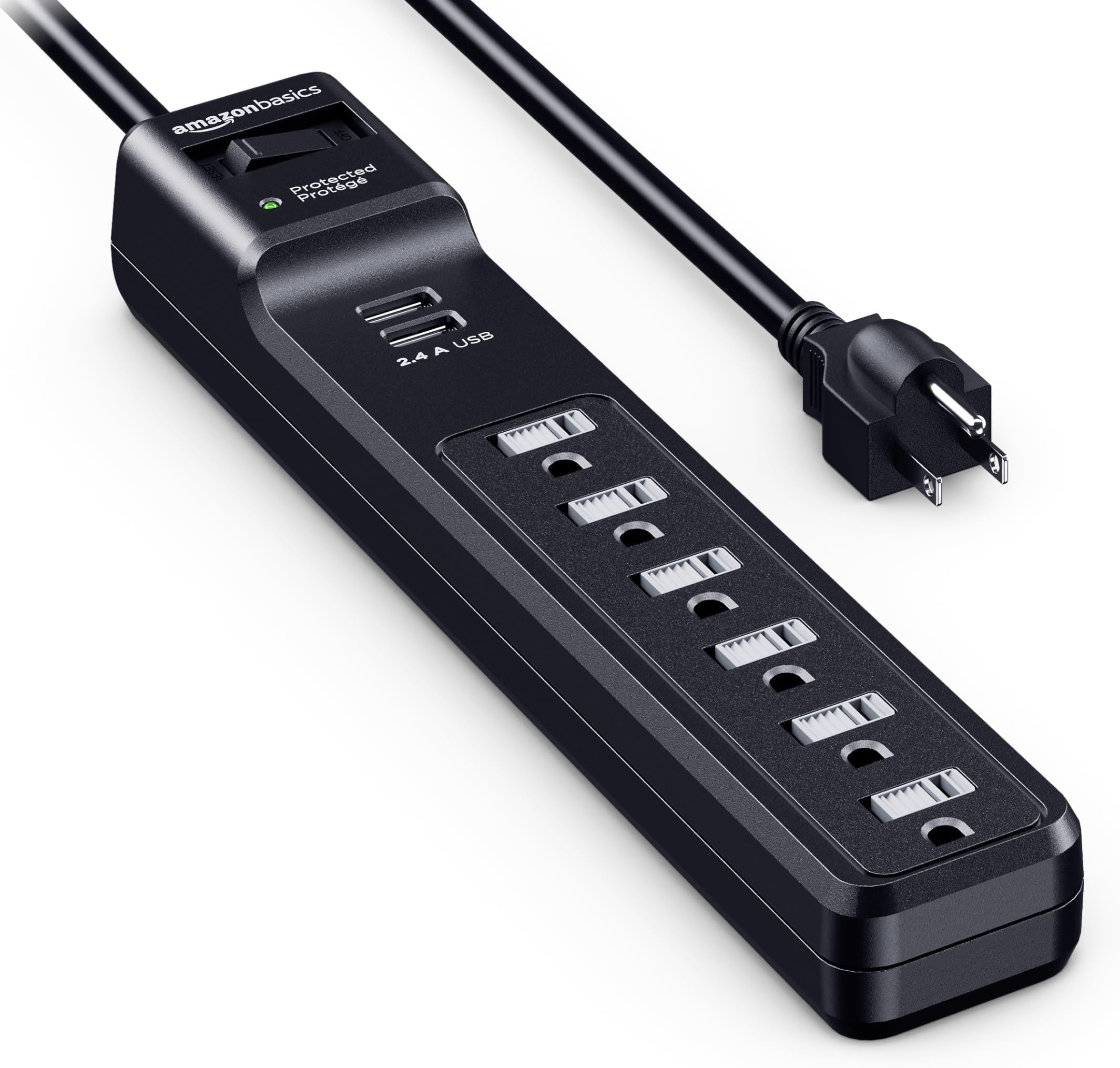 AmazonBasics 8-Outlet Power Strip - 1.8m
