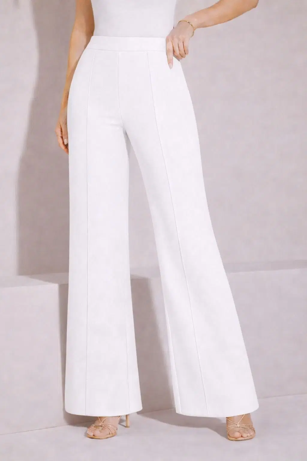 Ask4Fashion Women Viscose Casual Trousers ( White )