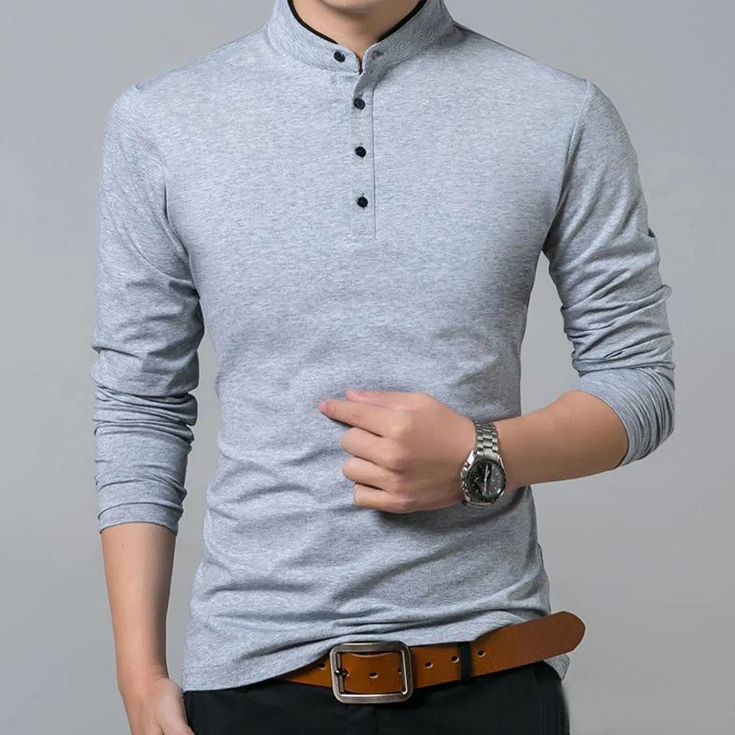 Alexender Men Cotton Regular Fit Solid T-Shirt ( Grey )