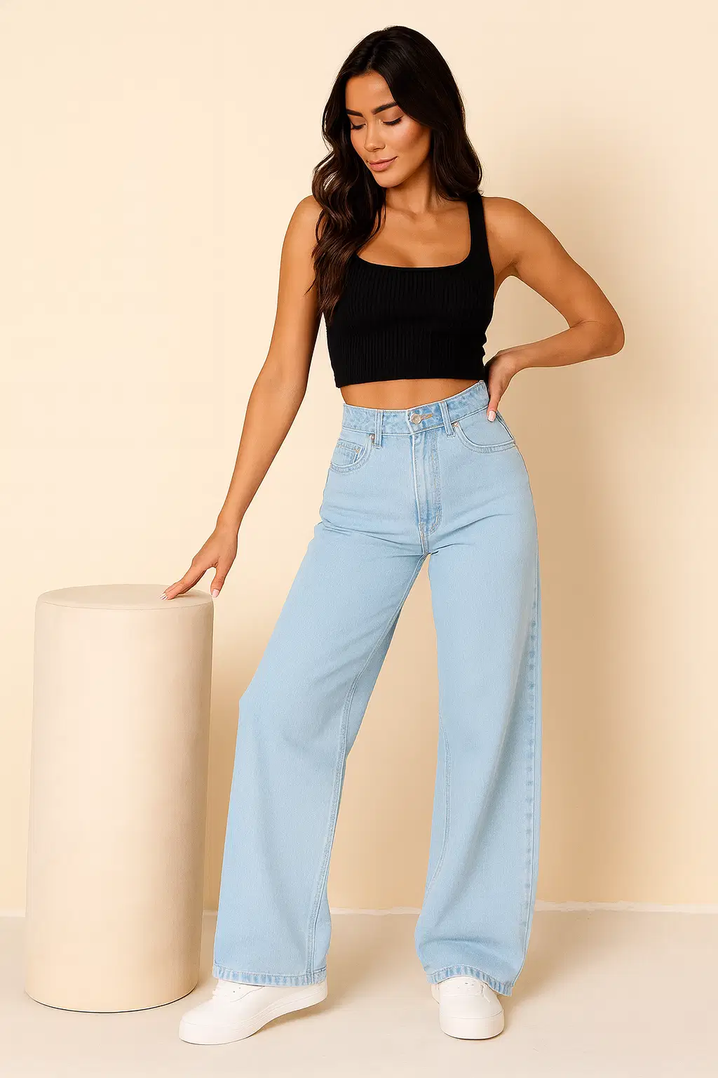 Kashian Women's Straight Fit High-Rise Jeans ( Light Blue )