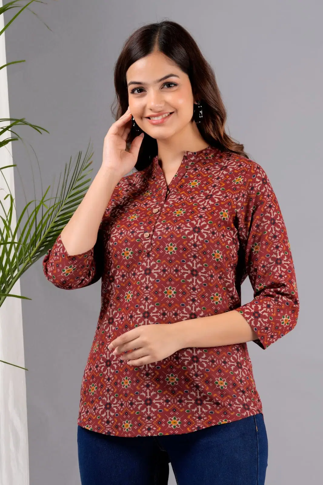 shiv  textile Women Cotton Solid A-line Kurti ( Multicolor )