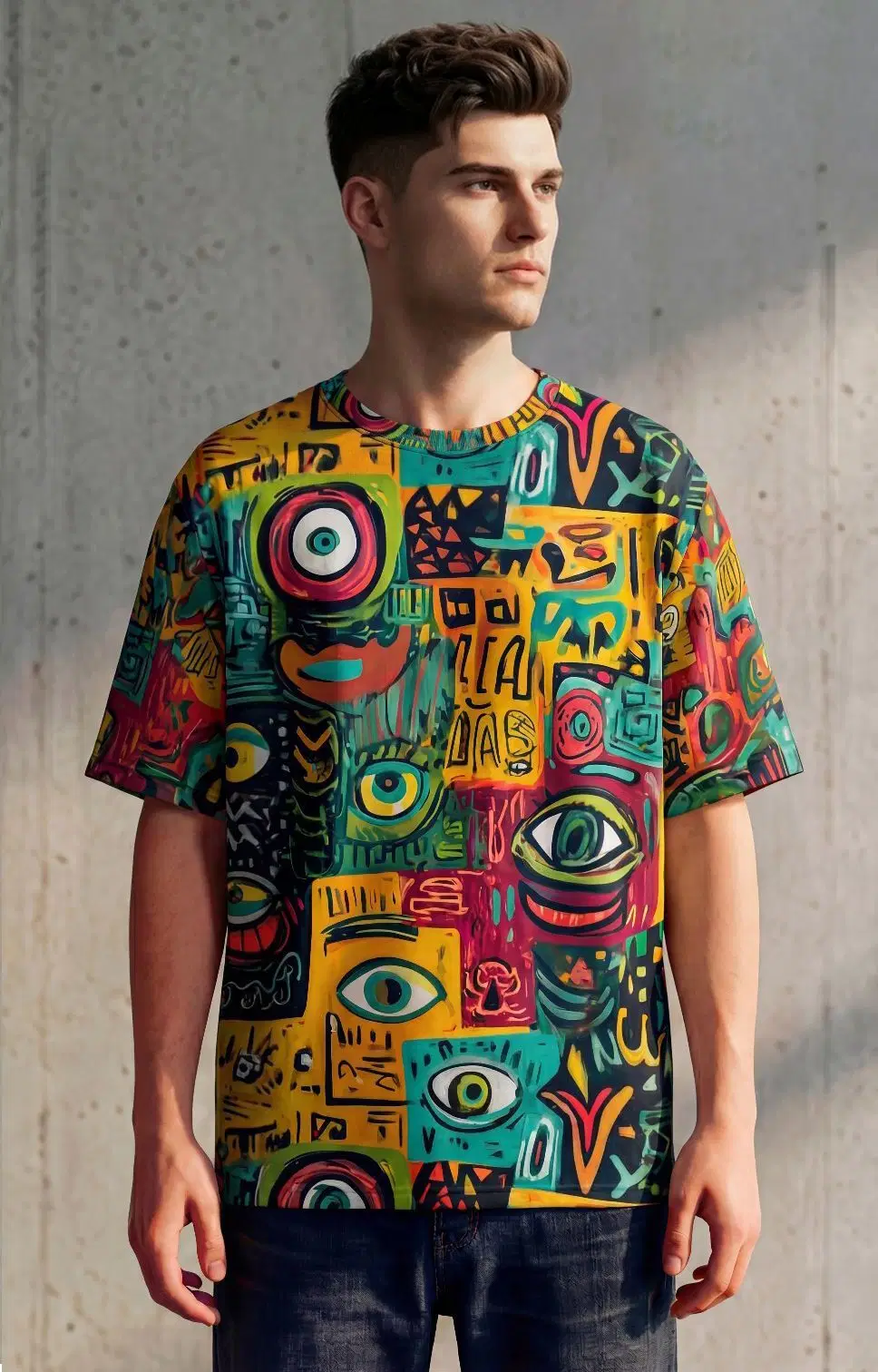Being Men Polyester Oversized Fit Printed T-Shirt ( Multicolor )