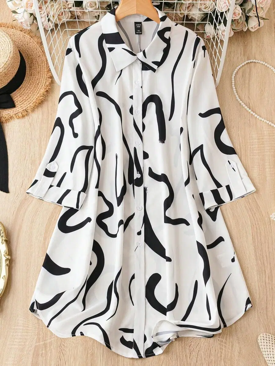 Sheetal associates Women Crepe Printed Shirt Dress ( White )