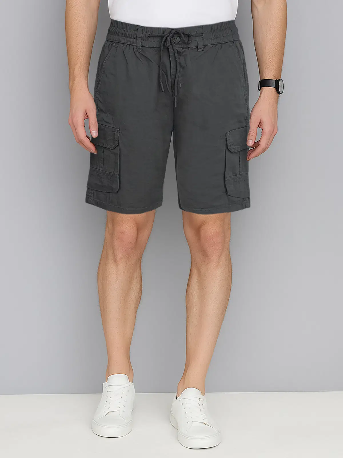 plounge Dark Grey Cotton Blend Men's Shorts ( Pack of 1 )