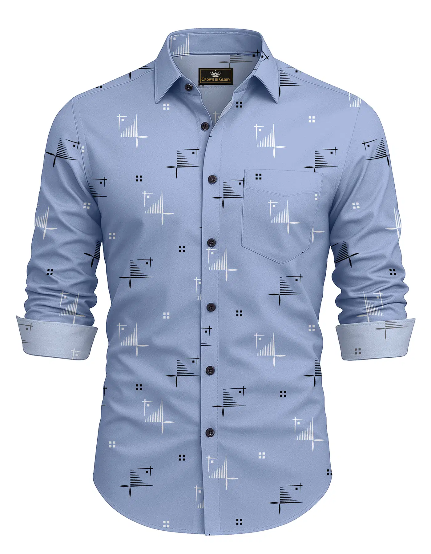FLOREX FAB Cotton Blend Regular Fit Printed Full Sleeves Men's Casual Shirt - Blue ( Pack of 1 )