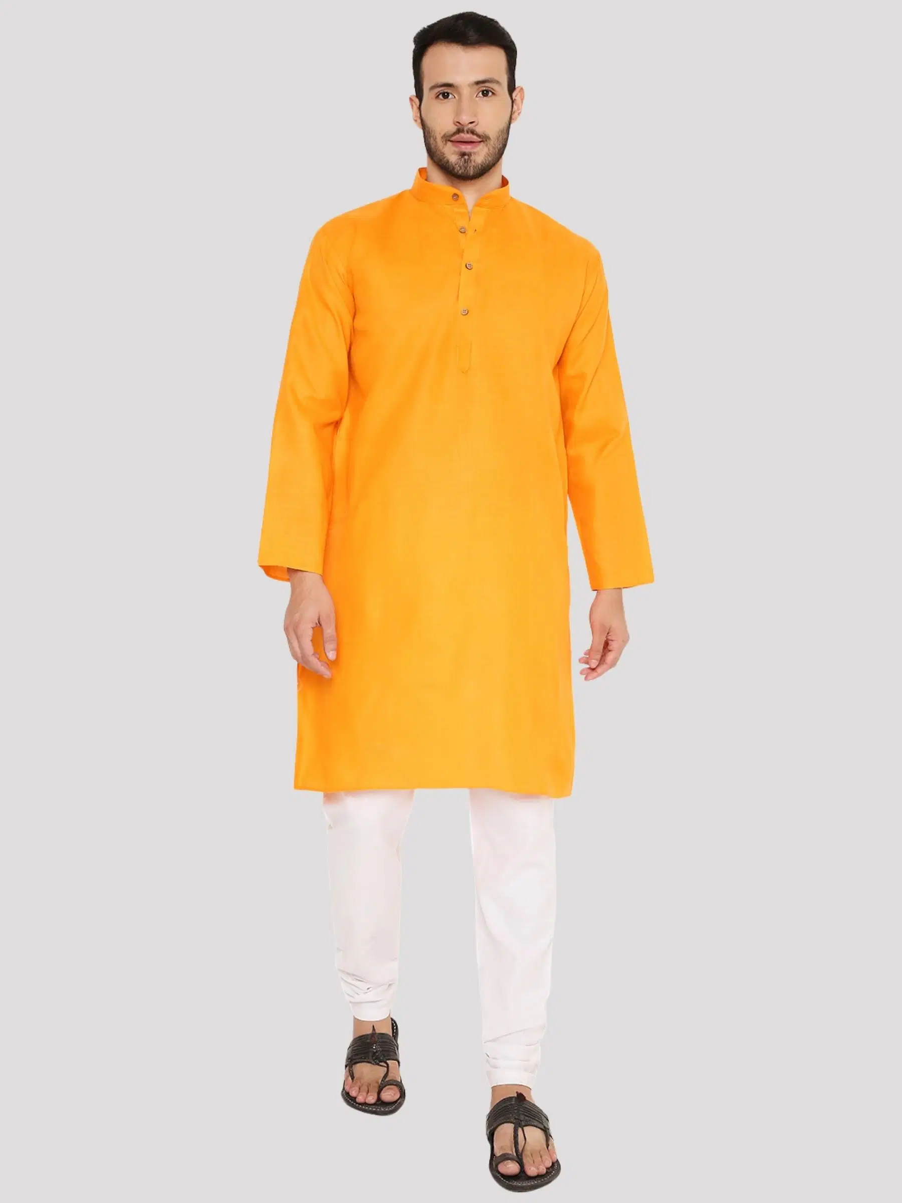 Maharaja - Orange Cotton Regular Fit Men's Kurta Pyjama Set ( Pack of 1 )