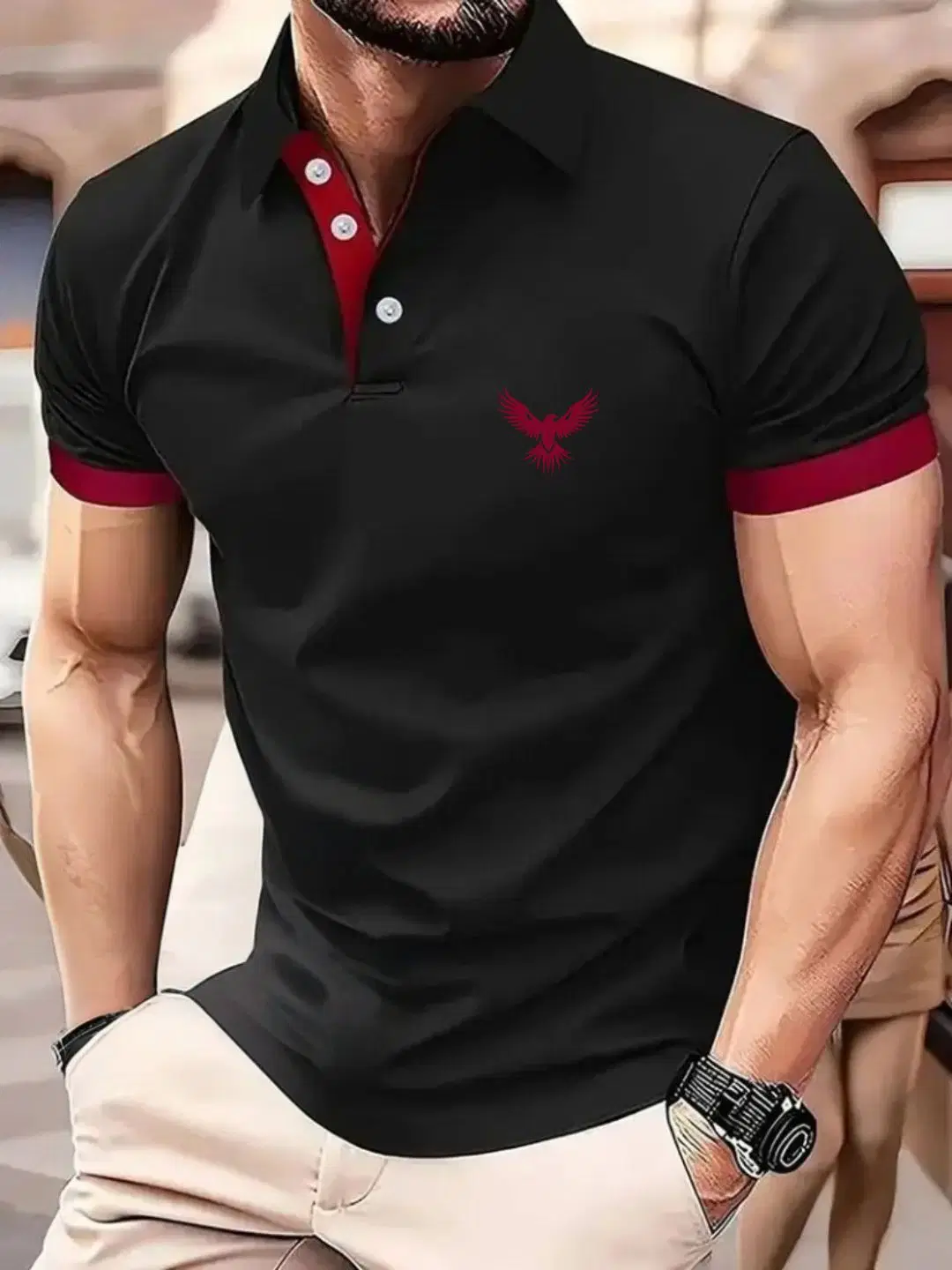 TrendsTalk Men Cotton Blend Regular Fit Solid Polo T Shirt ( Black )