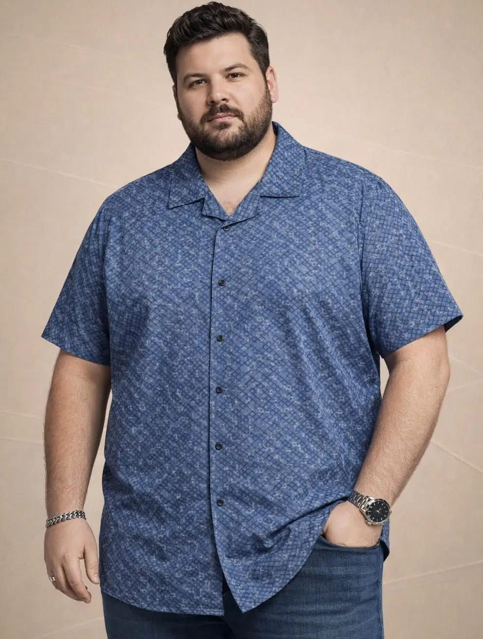 AUSTIVO Cotton Blend Regular Fit Printed Half Sleeves Men's Casual Shirt - Blue ( Pack of 1 )