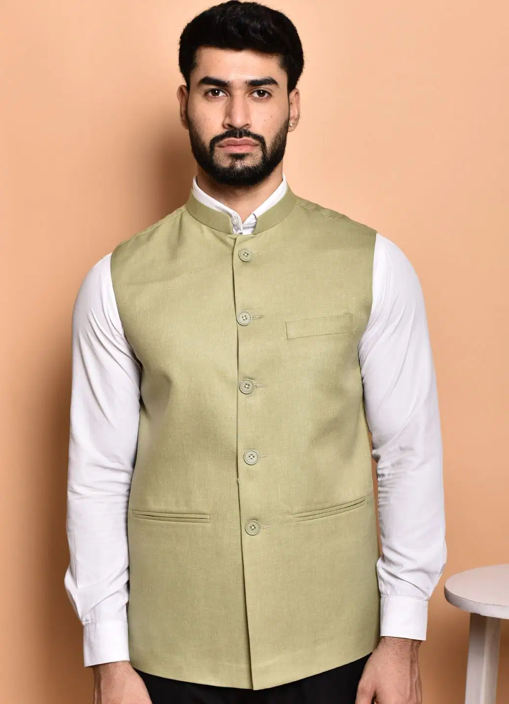 HOME NEEDS WHAT YOUR HOME NEEDS Beige Cotton Blend Men's Nehru Jacket ( Pack of 1 )