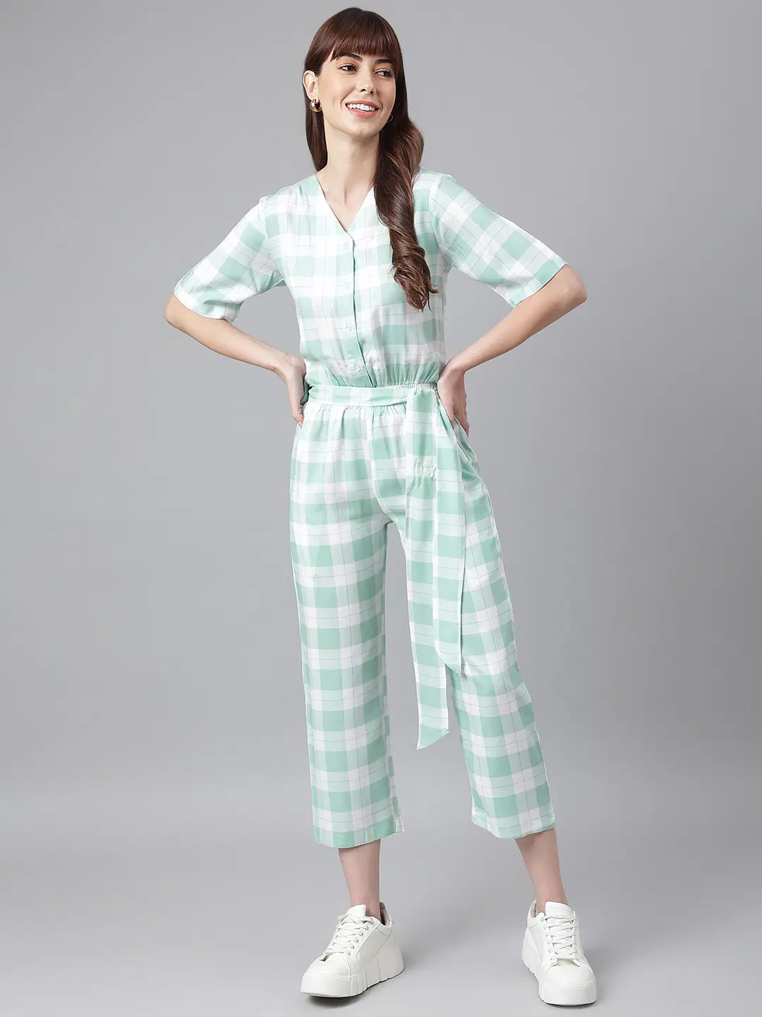 Flamboyant Mint Green Rayon Regular Fit Women's Jumpsuit ( Pack of 1 )
