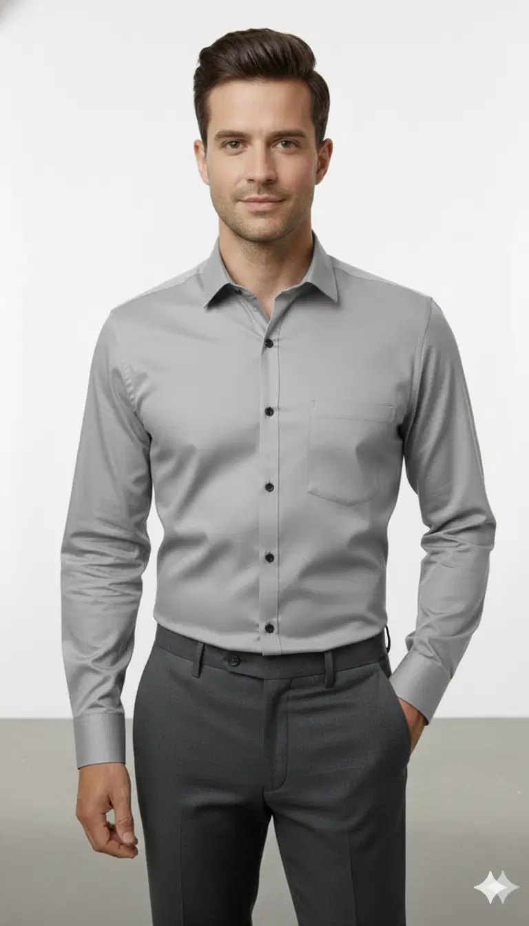 GLORISTAR Cotton Slim Fit Full Sleeves Men's Formal Shirt - Grey ( Pack of 1 )