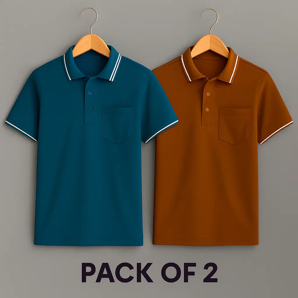 Scuba Men Cotton Blend Regular Fit Solid Polo T Shirt ( Rust )