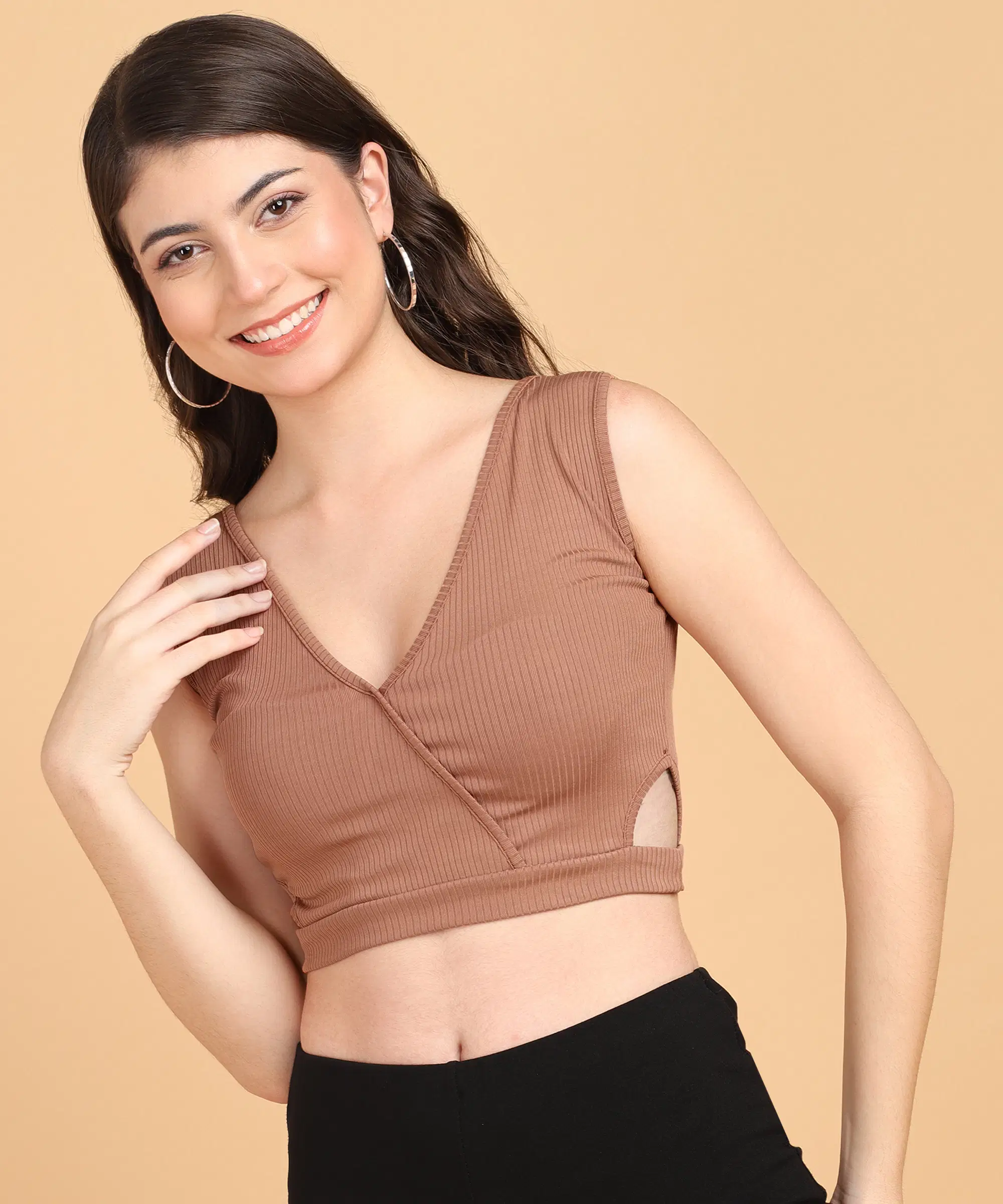 POPWINGS Women's Polyester Crop Top ( Orange )