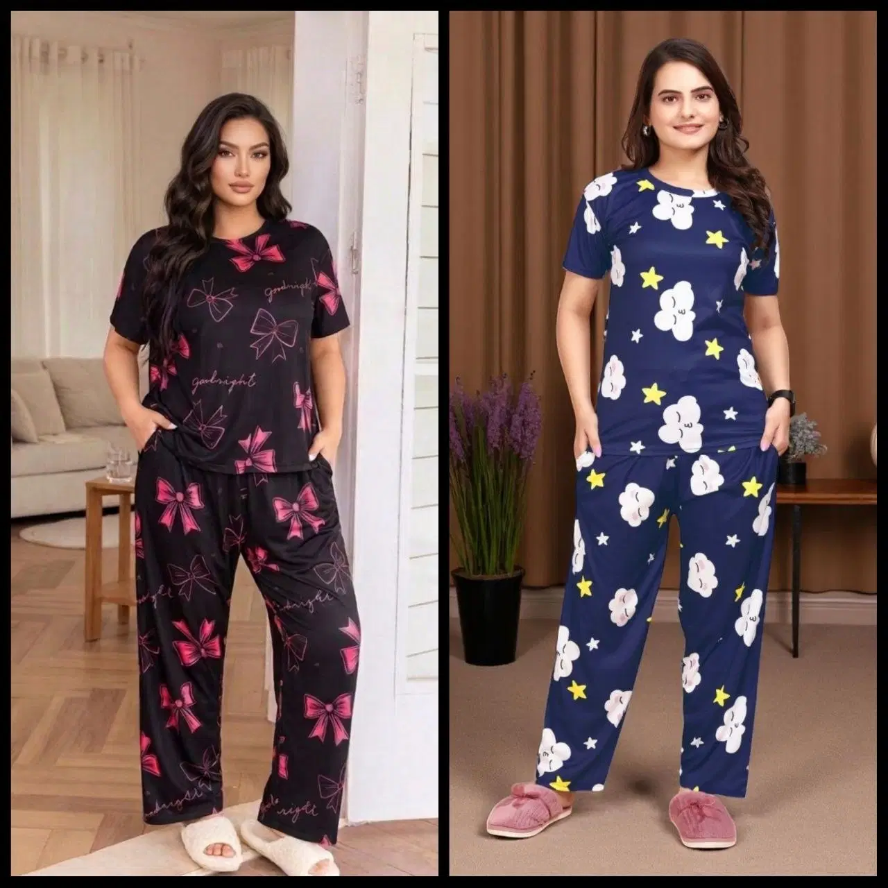 CRAZY NIGHT SUIT Lycra Printed Women T-shirt with Pyjama ( Multicolor 14 )