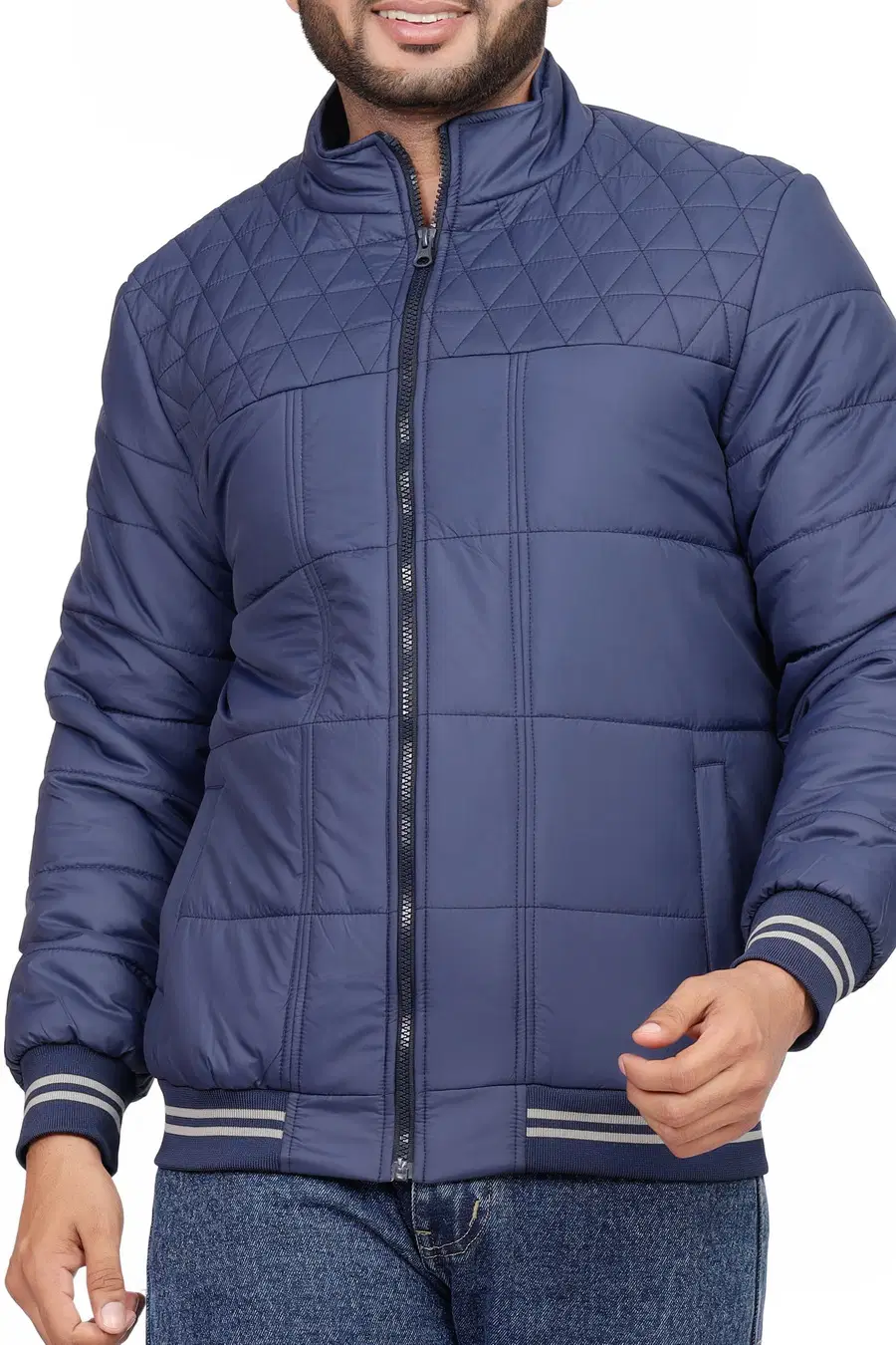 Indian Fort Nylon Men's Quilted & Bomber Jacket - Navy ( Pack of 1 )