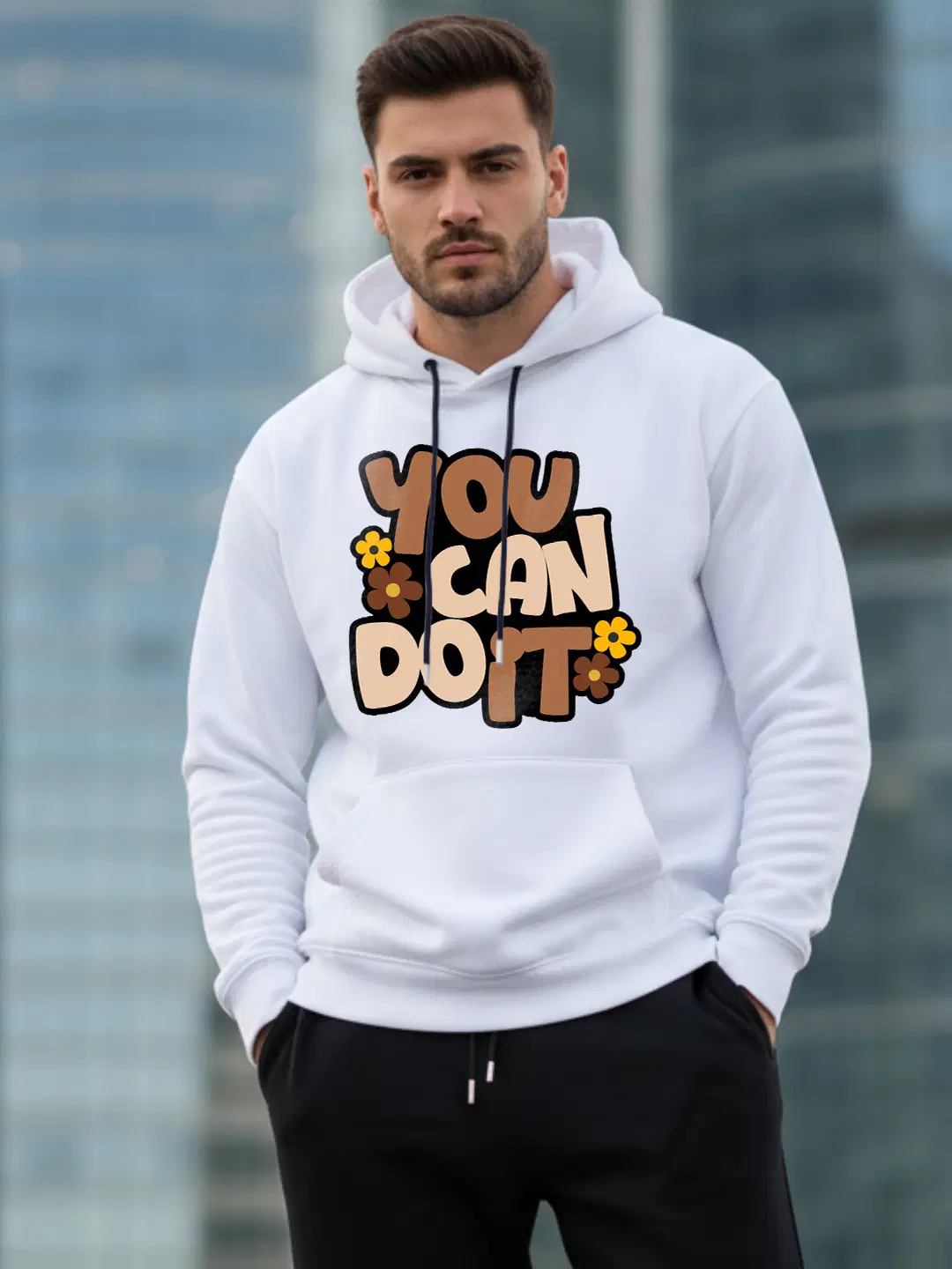 Kanhuzzz Fleece Hooded Men's Sweatshirt - White ( Pack of 1 )