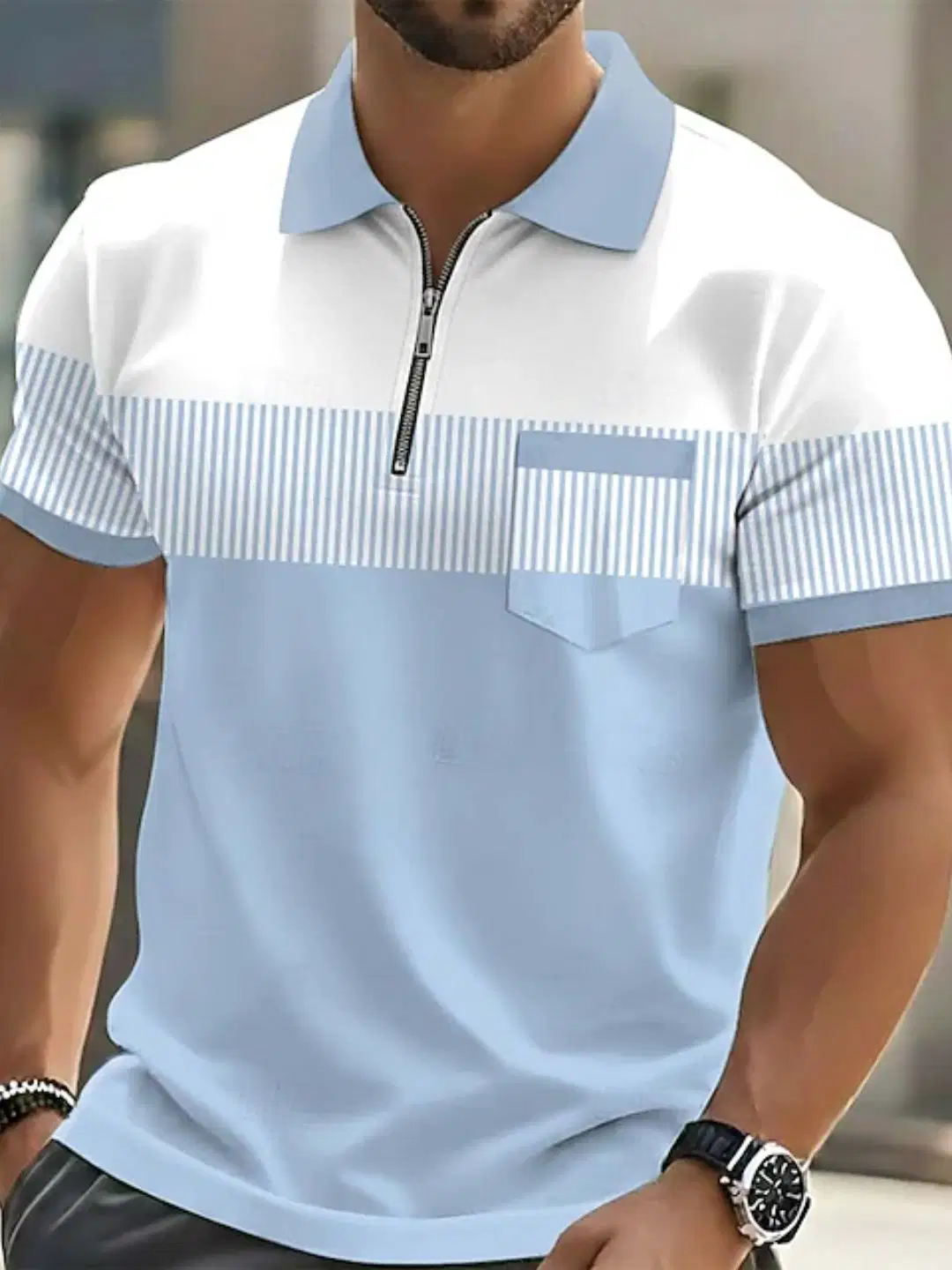 RUBAL FASHION Men Polyester Regular Fit Striped Polo T Shirt ( Multicolor )