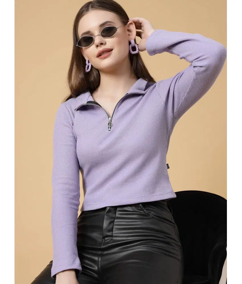 Rigo - Purple Cotton Women's Crop Top ( Pack of 1 )