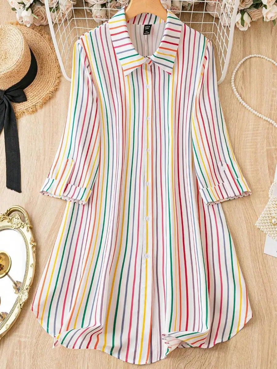 Honky Tonky Women Crepe Striped A-line Dress ( White )