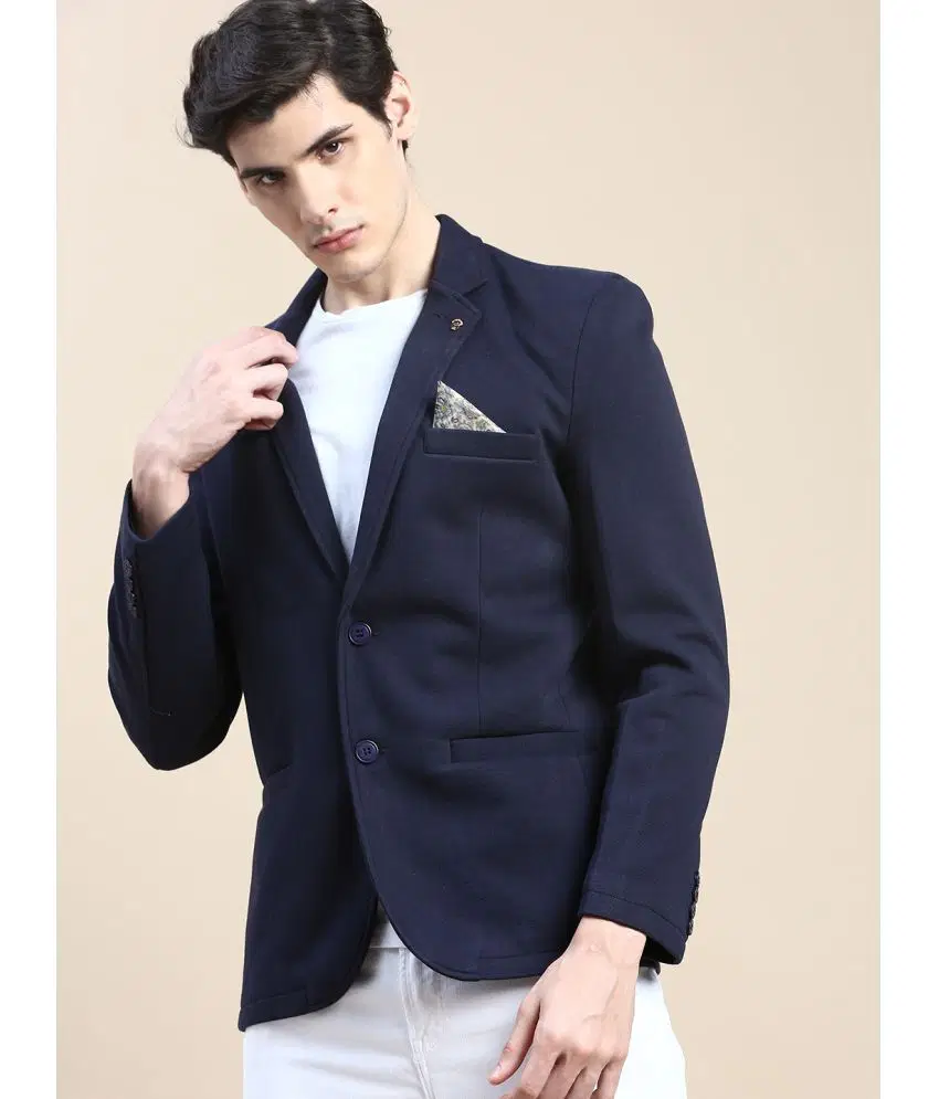 Showoff Cotton Blend Men's Blazer - Navy Blue ( Pack of 1 )