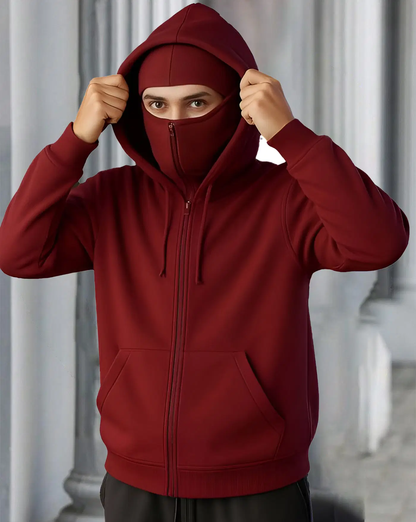 AUSK Fleece Hooded Men's Sweatshirt - Maroon ( Pack of 1 )