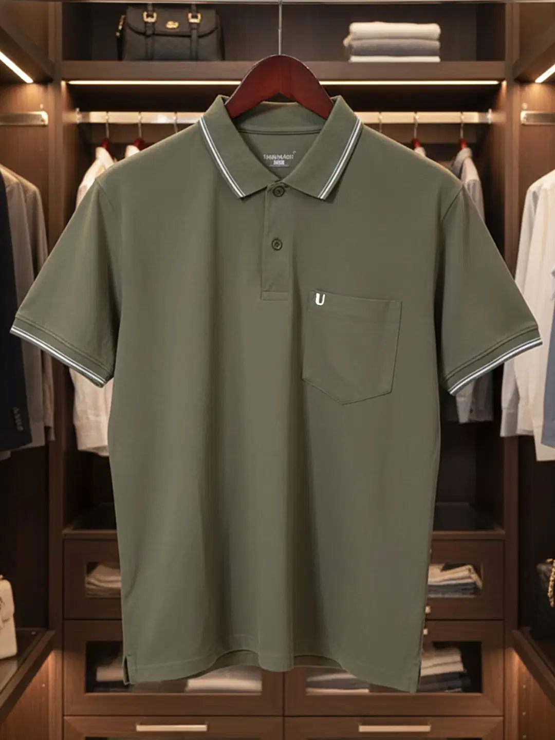 UNIBERRY Men Cotton Blend Regular Fit Solid Polo T Shirt ( Brown )