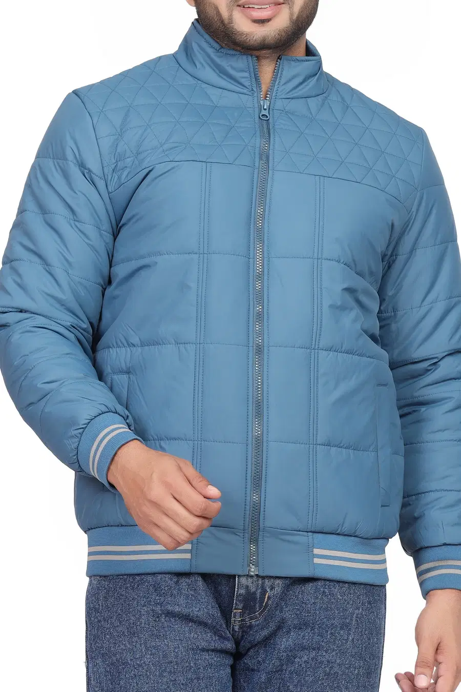 Indian Fort Nylon Men's Quilted & Bomber Jacket - Blue ( Pack of 1 )