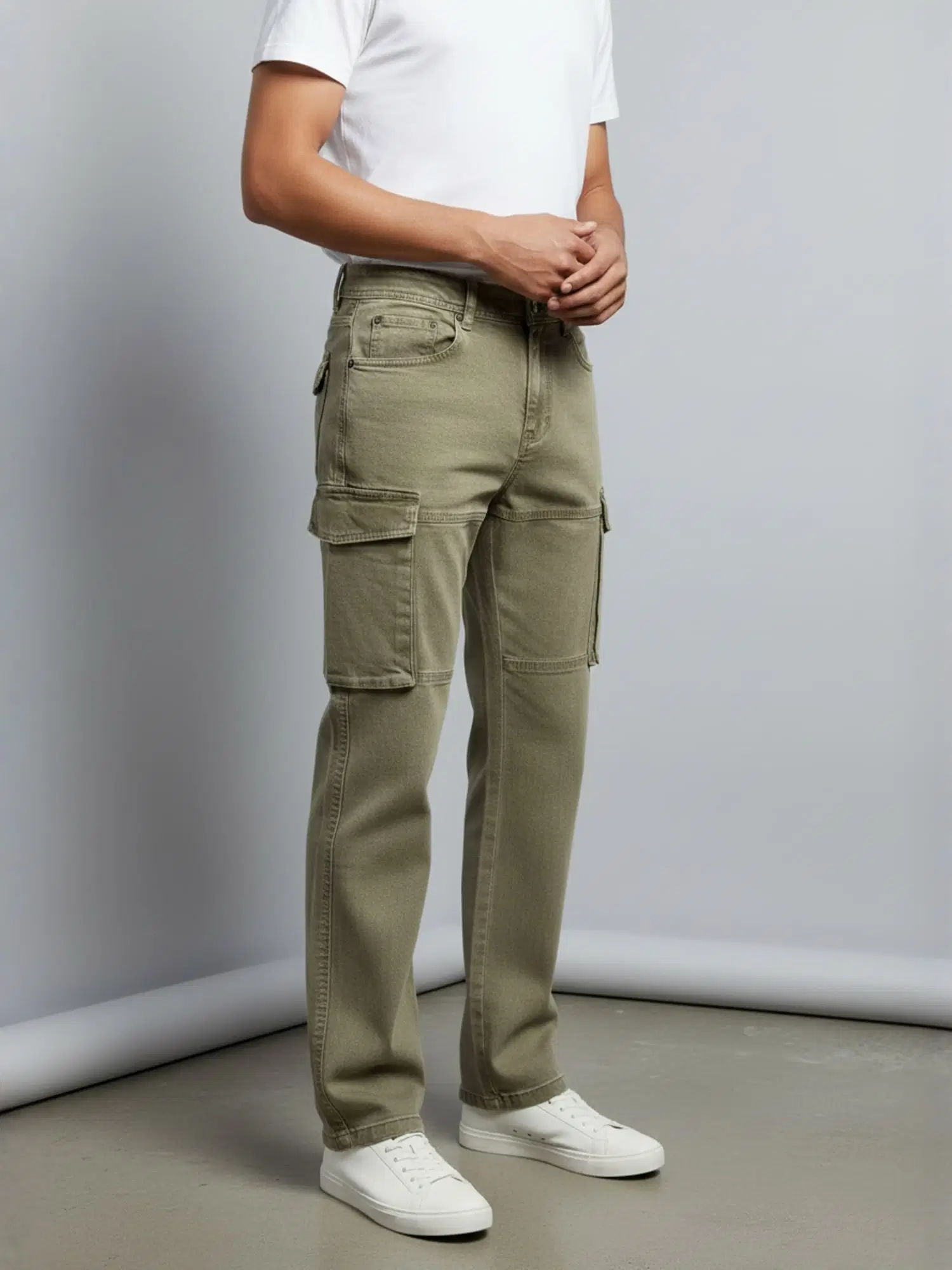 plounge Clean Look Men's Jeans - Beige ( Pack of 1 )
