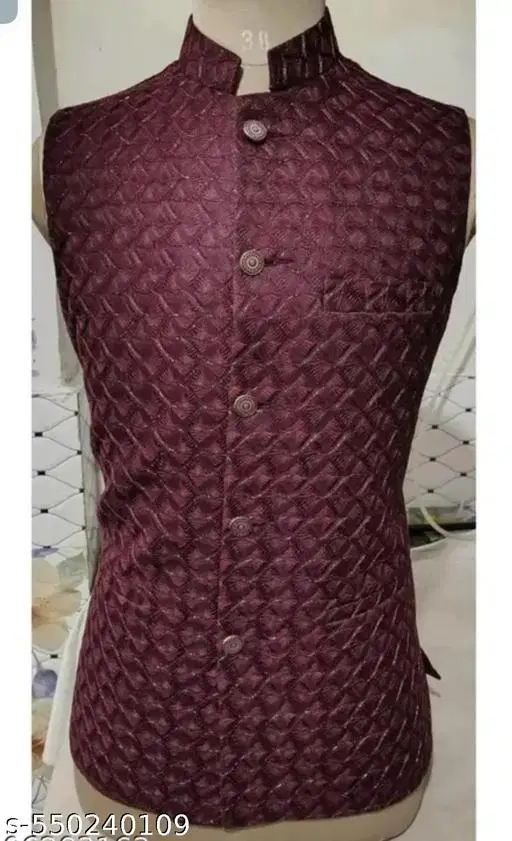 B2 BEST Maroon Silk Blend Men's Nehru Jacket ( Pack of 1 )