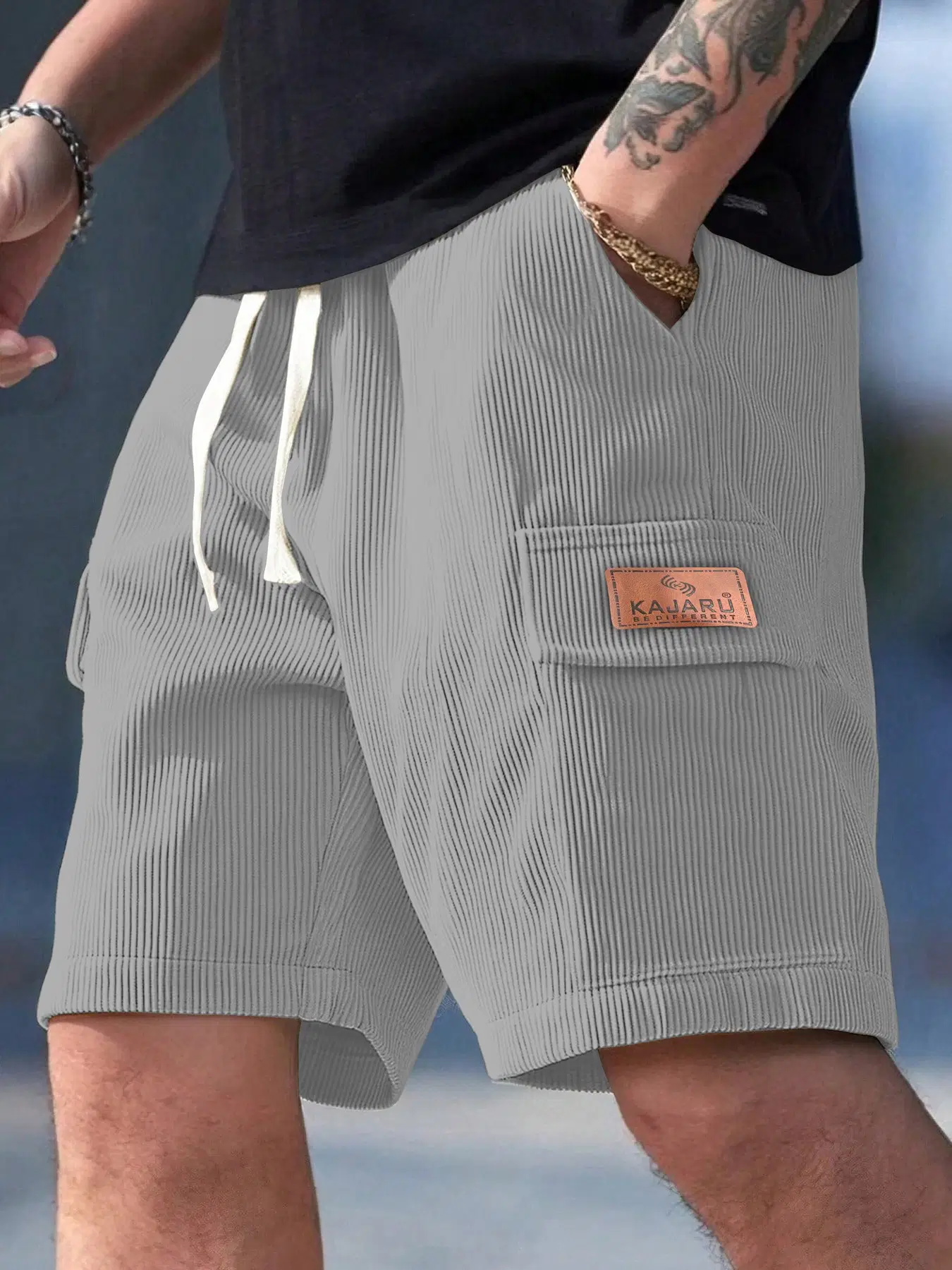 KAJARU Grey Corduroy Men's Shorts ( Pack of 1 )