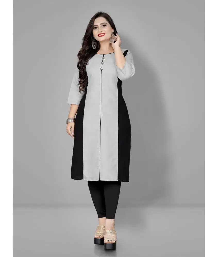 Lerkiza - Grey Cotton Blend Women's Straight Kurti ( Pack of 1 )