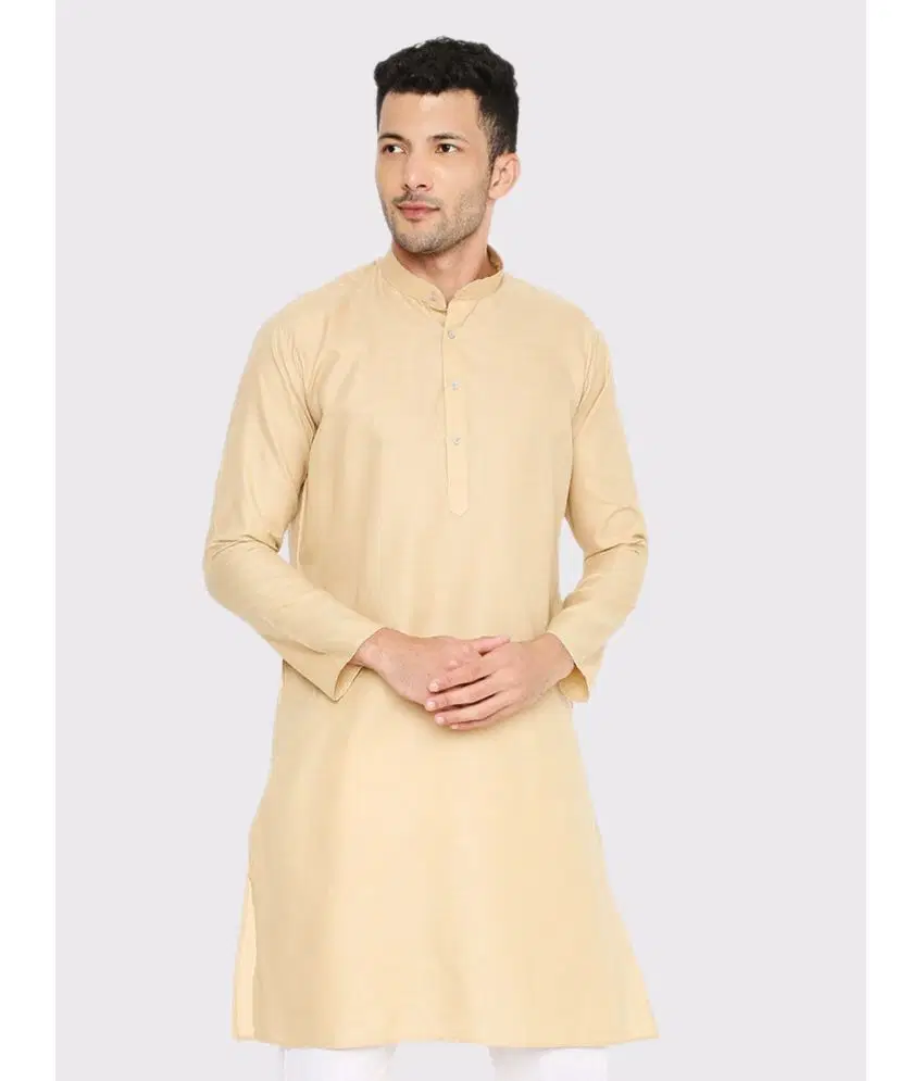 Maharaja - Tan Cotton Blend Men's Regular Kurta ( Pack of 1 )
