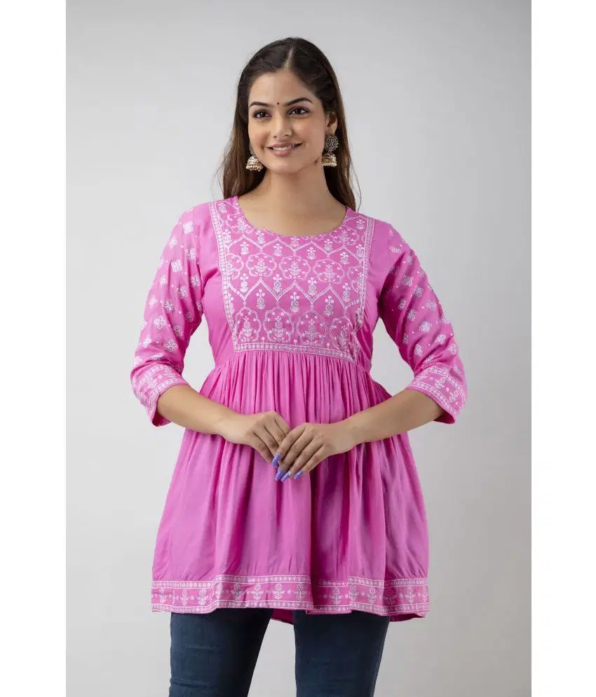 FABRR - Pink Rayon Women's A-Line Top ( Pack of 1 )