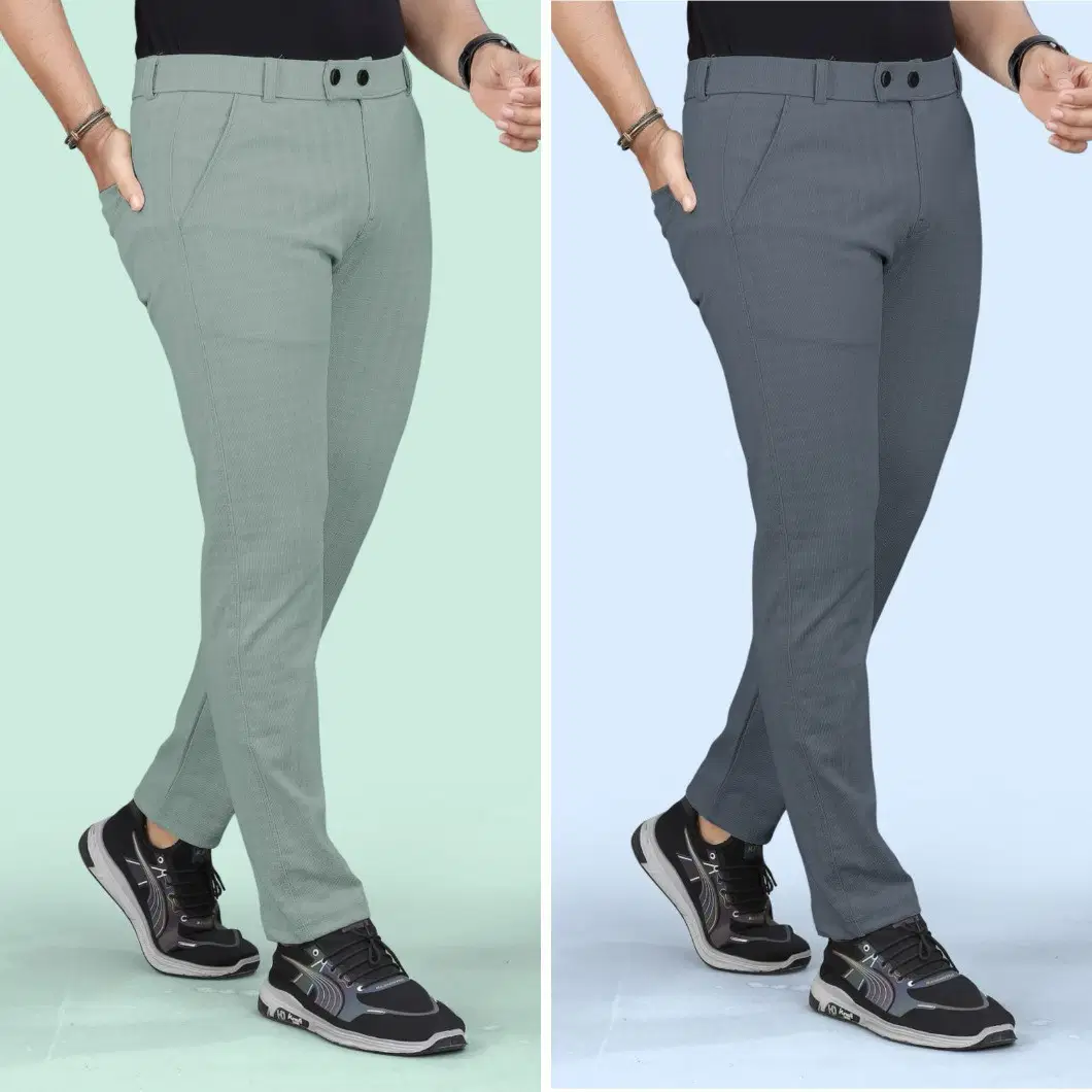 Fabzy Regular Flat Men's Trouser - Multicolor 12 ( Pack of 2 )