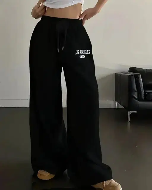 CLOTHINA Women Knitted Korean Trousers ( Black )