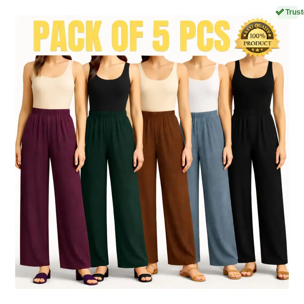 Aafreen Women Polyester Solid Palazzos ( Coffee,Dark Grey,Multicolor 5 )