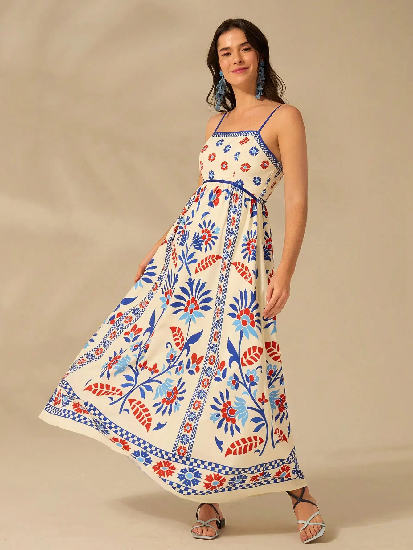 Sheetal associates Women Polyester Printed Fit & Flare Dress ( Blue )